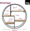 Gadgy Wandrek - Rond Wandrek met 4 Houten Planken - Metaal Zwart Ø 42x10 cm