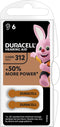 Duracell DA312 - Hoorapparaat-batterijen - EasyTap - Bruin (6 stuks)