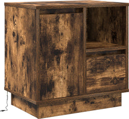 vidaXL - Nachtkastje - met - LED - Lichten - Gerookt - Eiken - 50x34,5x50 - cm