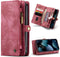 Caseme - vintage 2 in 1 portemonnee hoes - Geschikt voor iPhone 13 Mini - Rood