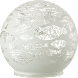 J-Line decoratielamp Bal Vissen - glas - wit - small - LED lichtjes - 2 stuks