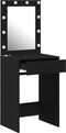 vidaXL - Kaptafel - met - LED - Verlichting - - - Zwart - Eiken - - - 50x41x135 - cm
