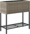 vidaXL - Plantenbakken - met - schap - 2 - st - 70x28x70 - poly - rattan - grijs