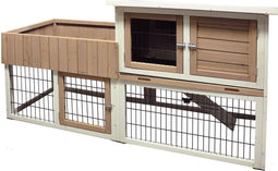 Flamingo Konijnenhok Floret Urban - Groot konijnenhok met nachthok en uitloopren - 165x64,5x92 cm - Bruin