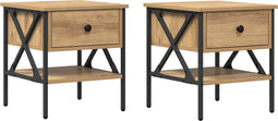 vidaXL - Nachtkastjes - 2 - stuks - Artisan - Eiken - 40x42x45 - cm - Geengineerd - Hout
