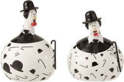 J-Line figuur Kip Chaplin - keramiek - wit/zwart - large - 2 stuks