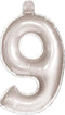 Opblaascijfer 9 zilver
