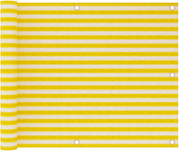 vidaXL - Balkonscherm - 75x300 - cm - HDPE - geel - en - wit
