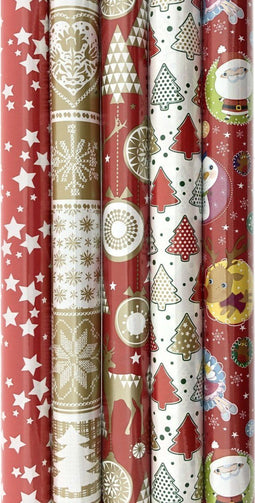 Benza K23021 - Kerstpapier cadeaupapier - 8 meter x 70 cm - Multikleur (4 rollen)