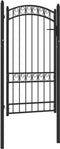 vidaXL - Poort - met - gebogen - bovenkant - 100x175 - cm - staal - zwart