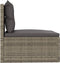 vidaXL - Tuinmiddenbank - met - kussens - poly - rattan - grijs