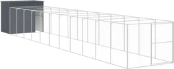 vidaXL - Hondenhok - met - ren - 214x1273x181 - cm - staal - antraciet