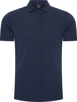 Mario Russo Korte Mouwen Overhemd - Polo Shirt Heren - L - Navy