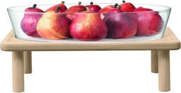 LSA Stilt Serveerkom - Met Houten Standaard - Wit