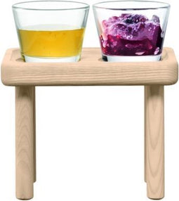 LSA Stilt Serveerschalen - Met Houten Standaard - Set van 2 Stuks - Wit