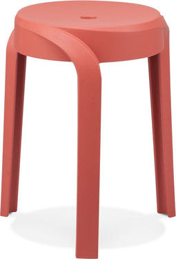 Alterego Pompa - Lage Stapelbare Kruk - Rood Plastic - 35x35.5x45cm