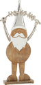 J-Line Kerstman Hohoho Op Voet Hout Zilver Large