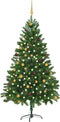 vidaXL - Kunstkerstboom - met - verlichting - en - kerstballen - 210 - cm - groen