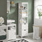 SoBuy FRG126-W - Hoge Badkamerkast - 3 Planken & 2 Lades - Wit - 30x30x144cm