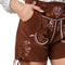 dressforfun Lederhose Ammersee L - verkleedkleding - kleurrijke stiksels - bruin