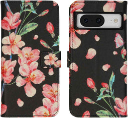 iMoshion Hoesje Geschikt voor Google Pixel 8 Pro Hoesje Met Pasjeshouder - iMoshion Design Softcase Bookcase - Meerkleurig / Blossom Watercolor Black