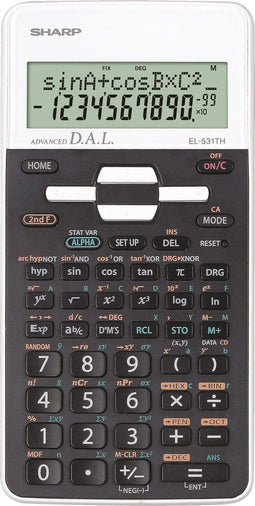 Sharp rekenmachine - EL531THWH - zwart/wit - 12 digit - 1x LR44 batterij - SH-EL531THWH