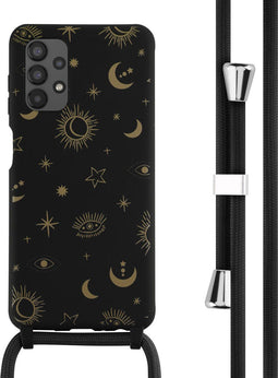 iMoshion Hoesje Geschikt voor Samsung Galaxy A13 (4G) Hoesje Met Koord - iMoshion Siliconen design hoesje met koord - Zwart / Sky Black