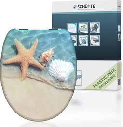 SCHÜTTE WC-Bril 82196 BEACH - Duroplast - Soft Close - Verchroomde Scharnieren - Decor - 1-zijdige Print