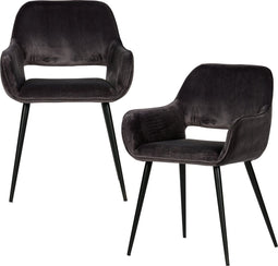 WOOOD Jelle Stoel - Velvet - Grijs - Set van 2