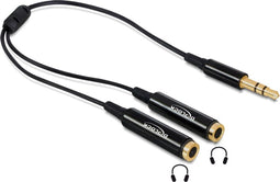 Delock - Jack Splitter - 3,5mm naar 2x 3,5mm Jack - zwart