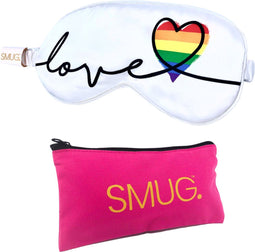 SMUG Slaapmasker met Opbergzakje - 100% Verduisterend - Verstelbaar Oogmasker in Satijn - Pride Love Print