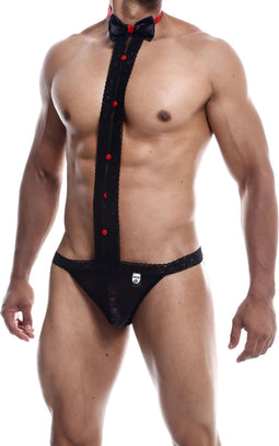 Mob Body-suspensory - Erotisch Heren Ondergoed - Met Das En Strikje - Zwart - L/xl