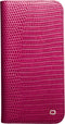 Qialino - lederen luxe bookcase hoes - Geschikt voor iPhone 13 Mini - Croco Roze