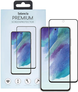 Selencia Galaxy S21 FE - Gehard Glas Premium Screenprotector - 9H krasbestendig - Zwart