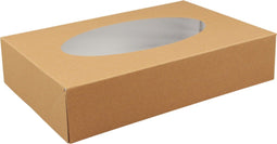 Biodore Cateringdoos | kraftpapier + PLA | 360x250x80mm | met venster | bruin | 10 stuks