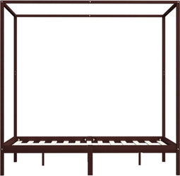 vidaXL - Hemelbedframe - massief - grenenhout - donkerbruin - 140x200 - cm