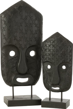 J-Line decoratie Masker Op Voet - hout - zwart - large