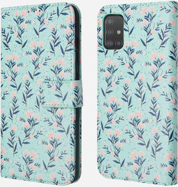 iMoshion Hoesje Geschikt voor Samsung Galaxy A51 Hoesje Met Pasjeshouder - iMoshion Design Bookcase smartphone - Blauw / Blue Flowers