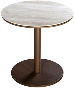 Yoi - Millor side table dia. 50x50 cm aluminium bronze/travertin