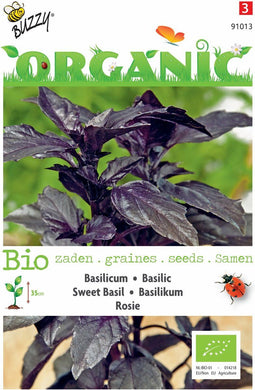 5 stuks - Buzzy - Organic Basilicum Rosie (Skal 14725) Tuinplus