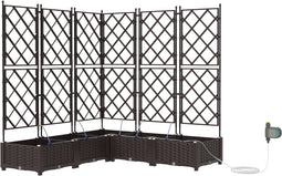 vidaXL - Tuinpotten - met - Waterirrigatiesysteem - - - 5 - stuks - - - Bruin
