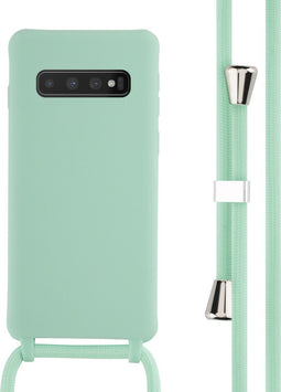 iMoshion Hoesje Geschikt voor Samsung Galaxy S10 Hoesje Met Koord - iMoshion Siliconen hoesje met koord - Mintgroen