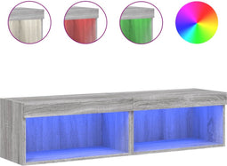 vidaXL - Tv-meubels - met - LED-verlichting - 2 - st - 60x30x30 - cm - grijs - sonoma
