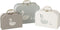 J-Line koffer Zwaan - papier - wit/grijs - 3 stuks