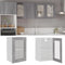 vidaXL - Wandkast - Lyon - 40x31x60 - cm - glas - en - bewerkt - hout - grijs - sonoma - eiken