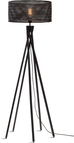 GOOD&MOJO Vloerlamp Java - Bamboe Zwart - Ø50x146cm - - Staande lampen voor Woonkamer - Slaapkamer