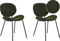 LUANA - Eetkamerstoel set van 2 - Donkergroen - Bouclé