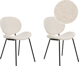LUANA - Eetkamerstoel set van 2 - Zandbeige - Bouclé