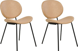 LUANA - Eetkamerstoel set van 2 - Zandbeige - Kunstleer