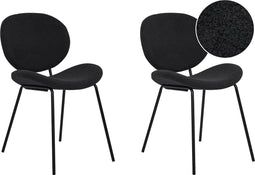 LUANA - Eetkamerstoel set van 2 - Zwart - Bouclé